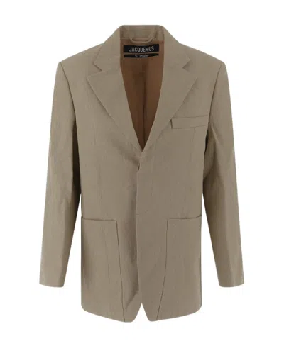 Jacquemus Bagged Suit Coat In Nude