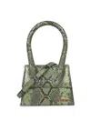 Jacquemus Le Chiquito Moyen Bag In Embossed Python Leather In Green