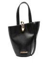 Jacquemus The Medium Bambola Asymmetric Leather Bucket Bag In Blue