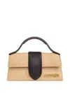 Jacquemus Leather-trimmed Woven Mini Bag By Bambino In Neutral