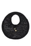 Jacquemus Le Rond Spiaggia Shoulder Bag In Raffia In Black