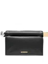 Jacquemus Women La Petite Pochette Rond Carre Nappa Leather Clutch Bag In Black
