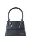 Jacquemus Structured Shoulder Bag Detachable Strap Top Handle In Black