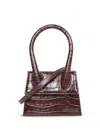 Jacquemus Le Chiquito Croc-embossed Leather Clutch In Brown