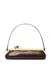 Jacquemus Crocodile Texture Top Handle Clutch Bag In Brown