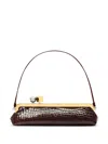 Jacquemus Crocodile Texture Top Handle Clutch Bag In Brown