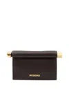 Jacquemus Rectangular Leather Clutch And Chain Strap In Black