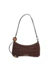 Jacquemus Le Bisou Perle Croc Embossed Suede Shoulder Bag In Brown