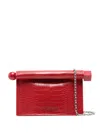 Jacquemus Small Round Crocodile Chain Strap Bag In Red