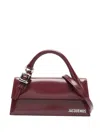 Jacquemus Burgundy Brusched Leather Le Chiquito Long Boucle Handbag In Burgundy