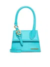 Jacquemus Women Le Chiquito Moyen Blue Leather Shoulder Bag In Turquoise