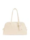 Jacquemus Croc-embossed Leather Shoulder Bag With Knotted Handle In White
