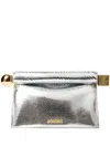 Jacquemus Structured Lizard Effect Clutch Bag Top Handle In White
