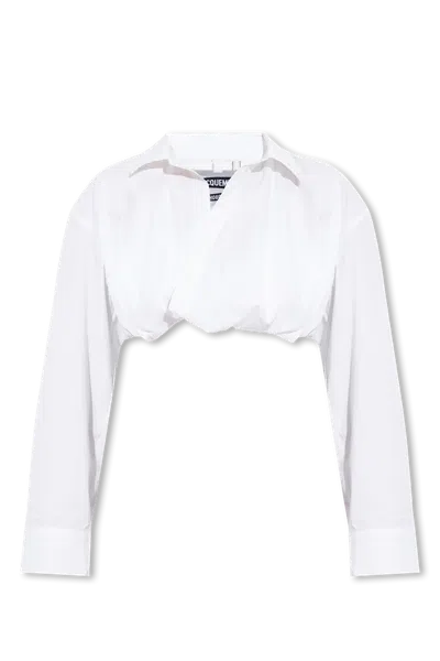 Jacquemus Bahia Courte Cropped Shirt In White