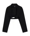 Jacquemus Black Textured Cotton Stretch Shirt With Drop Shoulder And Elasticated Hem In Black