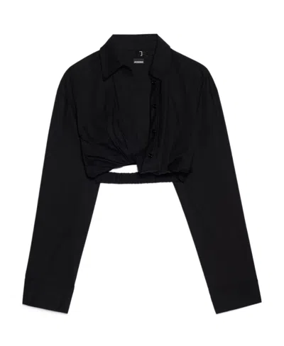 Jacquemus Bahia Cropped Shirt In Black