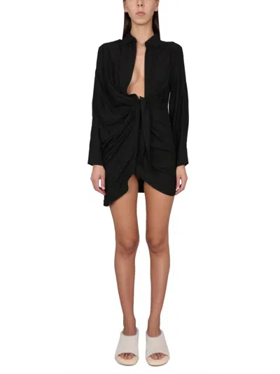 Jacquemus Pointed Collar V-neck Mini Dress In Multi