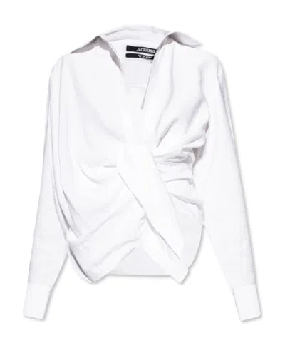JACQUEMUS JACQUEMUS BAHLIA TIE-UP DETAILED BLOUSE