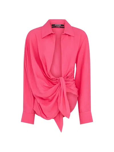 Jacquemus Bahia Knot-detail Shirt In Pink