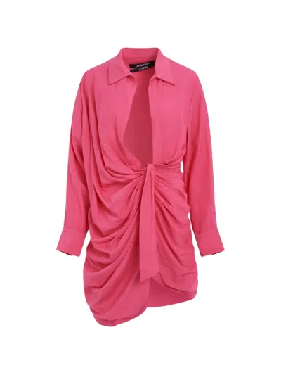 Jacquemus La Robe Bahia Tie-detail Minidress In Pink