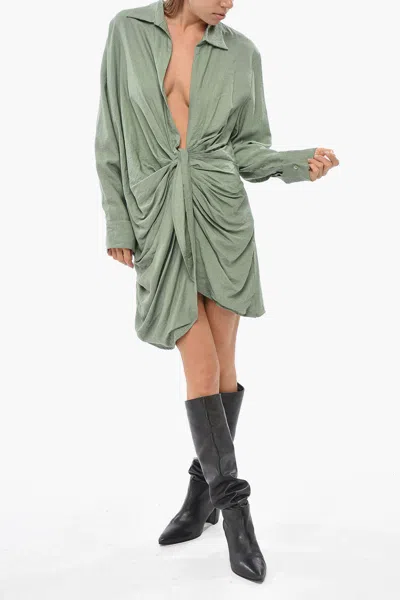 Jacquemus Bahia Mini Shirt Dress In Green