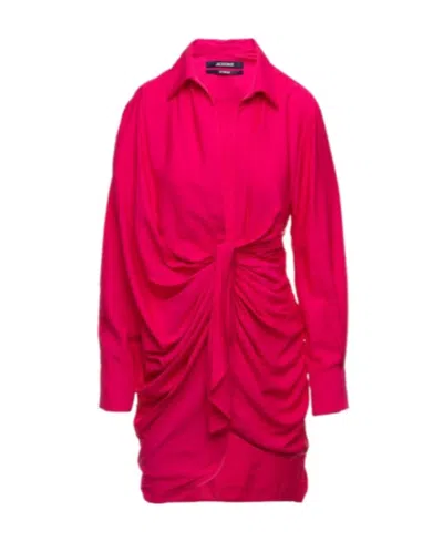 JACQUEMUS JACQUEMUS BAHIA TIED LONG-SLEEVED DRESS