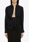 Jacquemus Bahia Twisted Long-sleeved Shirt In Blue