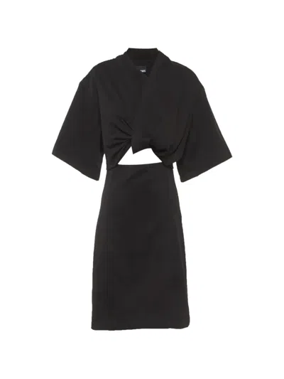 Pre-owned Jacquemus Bahia Twisted T-shirt Dress In Black