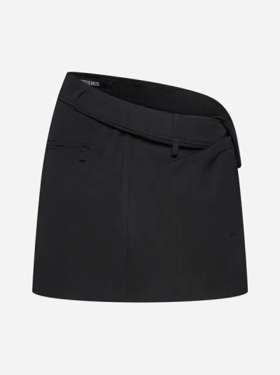 Jacquemus Bahia Wool Miniskirt In Black