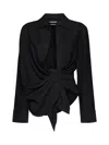Jacquemus Les Sculptures Relaxed Bahia Shirt With Bow In Black