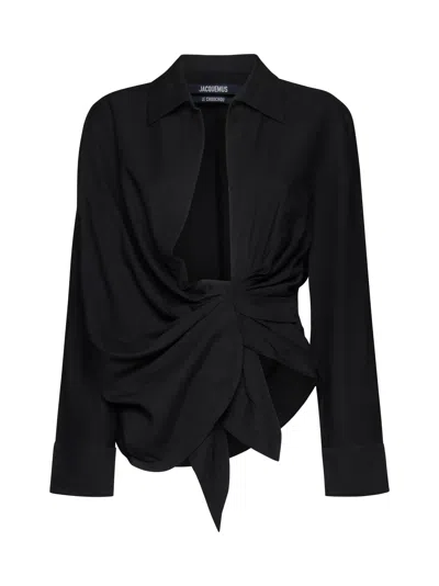 JACQUEMUS BAHLIA TIE-UP DETAILED BLOUSE