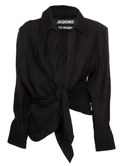 Pre-owned Jacquemus Bahlia Tie-up Detailed Blouse In Black