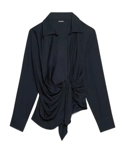 Jacquemus Bahlia Tie-up Detailed Blouse In Black