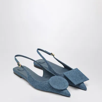 Jacquemus Ballerina Slingback Duelo Plates In Denim Women In Green