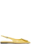 Jacquemus Quilted Buckle Flat Pointed Toe Shoes In Yellow