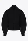 Jacquemus Balloon-sleeved Zip-up Cardigan In Black