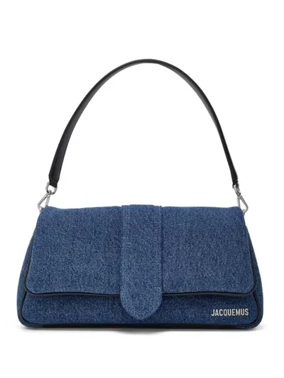 Jacquemus Bambimou Shoulder Bag In Cotton Denim And Leather  In Blue