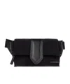 Jacquemus The Bambino Flap Bum Bag In Nylon With Smooth Leather Details In Black