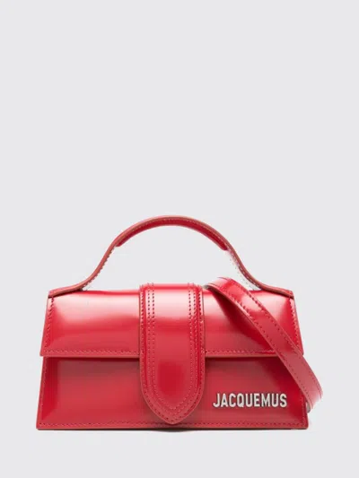 Jacquemus Bambino Calfskin Leather Mini Handbag With Removable Strap In Red