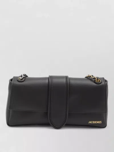 Jacquemus Bambino Chain Shoulder Bag Lambskin Leather In Black