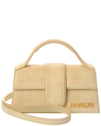 Jacquemus Bambino Croc-embossed Embossed Suede Crossbody In Nude