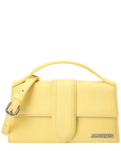 Jacquemus Bambino Large Leather Shoulder Bag In Yellow