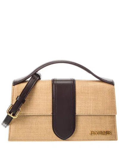 Jacquemus Bambino Large Leather-trim Shoulder Bag In Brown