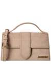 Jacquemus Bambino Large Suede Shoulder Bag In Sand
