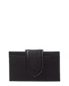 Jacquemus Debossed-logo Polished-finish Cardholder In Black