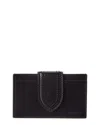 Jacquemus Debossed-logo Polished-finish Cardholder In Black