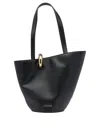 Jacquemus The Medium Bambola Asymmetric Leather Bucket Bag In Black