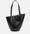 Jacquemus The Medium Bambola Asymmetric Leather Bucket Bag In Black 990