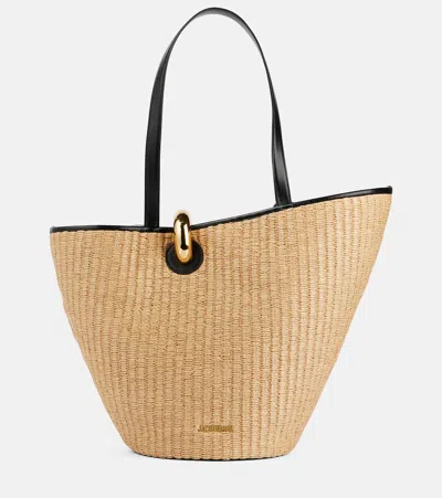 Jacquemus Bambola Raffia-effect Basket Bag In Beige