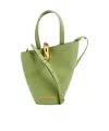 Jacquemus Le Petit Bambola Leather Bucket Bag In Green